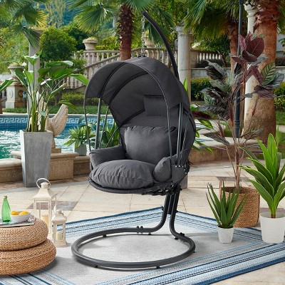 Barton Outdoor Hanging Egg Chair Chair Basket Egg Style Seating Chair with Cushion and Headrest