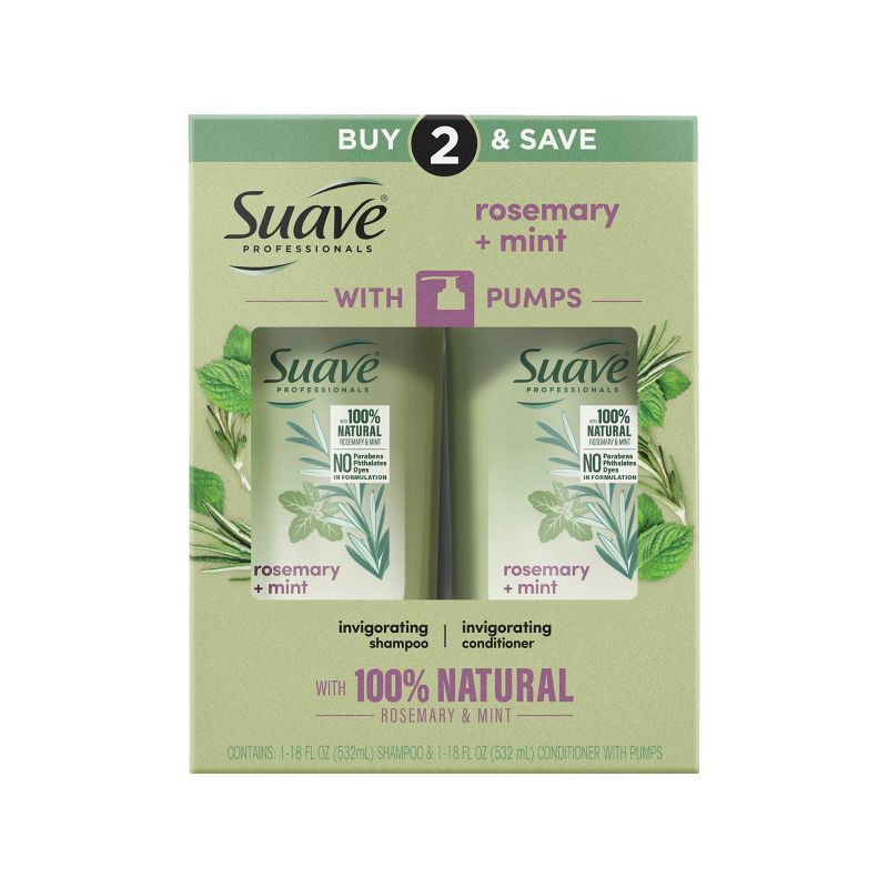 Suave Professionals Invigorating Shampoo and Conditioner for Dry and Damaged Hair Rosemary and Mint 18 fl oz/2ct, 6 of 8