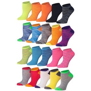 Tipi Toe Women's 20 Pairs Colorful Assorted Solid Striped Patterned Low Cut/No Show Socks - 1 of 1