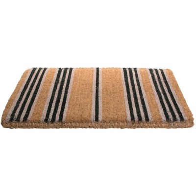 Handwoven Brown and Black Coir Outdoor Door Mat, 18x30 inches