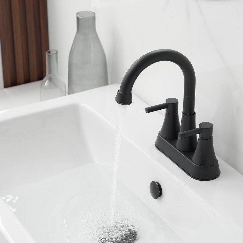 BWE 4 in. Centerset 2-Handle High-Arc Bathroom Faucet in Matte Black, 3 of 7