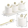 Aoibox Porcelain Sugar Bowl Set with Lid and Spoon, 3-Piece Condiment Jars for Coffee Bar, Salt and Spice Containers with Tray - 3 of 4