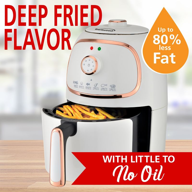 Brentwood 2 Quart Small Electric Air Fryer with Timer and Temp Control- White, 3 of 9