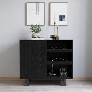 Merrick Lane Bar and Sideboard with Storage Cabinet, Hanging Stemware Holders and Bottle Storage - 1 of 4