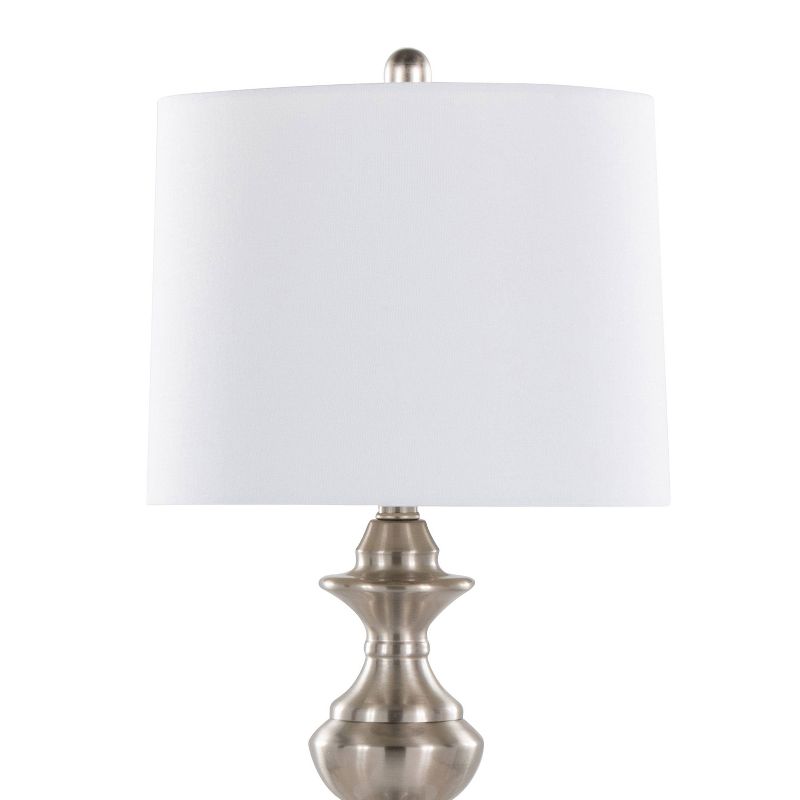 LumiSource (Set of 2) Montgomery 29&#34; Contemporary Table Lamps Brushed Nickel with White Linen Shade and Built-in USB Port from Grandview Gallery, 5 of 9
