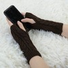 Allegra K Women's Fingerless Gloves Knitted Ribbed Cuff Arm Warmers One Size - 4 of 4