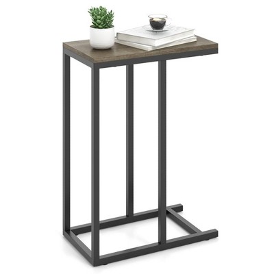 ResenkosSofa Table, End Table, Side Table,C-shaped Side Table with Heavy-duty Metal Frame-Oak Gray