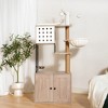 Whisen Cat Tree & Cat Bed with Litter Box Enclosure, Scratching Post, Cat Teaser Ball, Anti-Slip Mat - White+Gray - 2 of 4