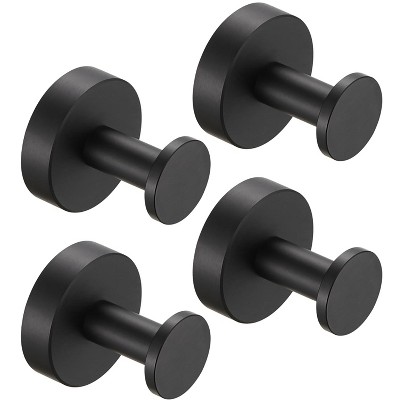 HANPURE Round Base Wall Hanging Coat Hook, Matte Black Towel Hook, 4 Pack for Entry, Wardrobe, Bathroom, Bedroom, Furniture Hardware