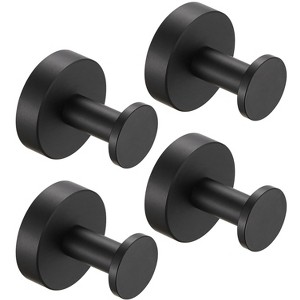 HANPURE Round Base Wall Hanging Coat Hook, Matte Black Towel Hook, 4 Pack for Entry, Wardrobe, Bathroom, Bedroom, Furniture Hardware - 1 of 4