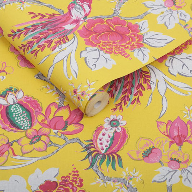 Chinoiserie Canary Yellow Floral Paste the Wall Wallpaper, 3 of 5