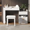 FONTOI 45.3"W 3-in-1 Makeup Vanity Desk with Flip-Top Mirror Adjustable Length Ample Drawers for Bedroom Dressing Room, White, 45.25"*16.3"*31.3" - 2 of 4