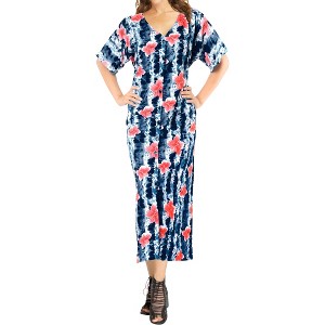 LA LEELA Women's Beachwear Swimsuit Coverups for Women Summer Cover Ups for Swimwear Women Button Up Beach Dress Night T Shirt L-XL Black, Floral - 1 of 3
