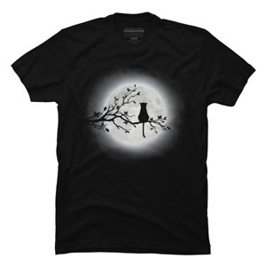 Men's Design By Humans The Cat and The Moon By Maryedenoa T-Shirt - 1 of 4