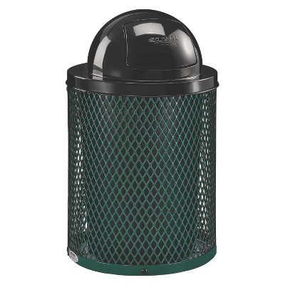 Outdoor Diamond Steel Trash Can, 36 gal, Dome Lid, Green