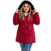 Agnes Orinda Women's Plus Size Windbreaker Fur Hood Drawstring Fleece Lined Buttons Zipper Winter Parka Jacket with Pockets - 2 of 4