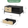 GustoWave Rattan Coffee Table with LED Lights, 4 Large Storage Drawers and 2 Open Storage Shelf for Living Room, Apartment, Office, Black/Oak - 2 of 4