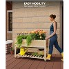 Raised Garden Bed 48x24x32-Inch Mobile Elevated Wood Planter Raised Beds w/Lockable Wheels, Storage Shelf, and Protective Liner for Outdoor Gardening - 3 of 4