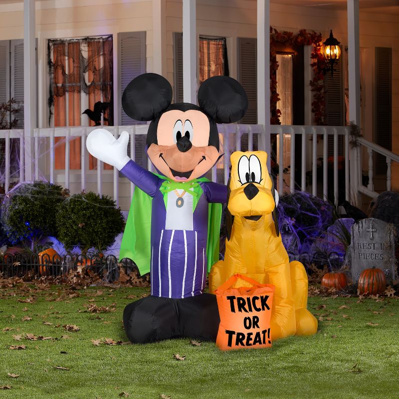 Disney Airblown Inflatable Vampire Mickey Mouse and Pluto, 5 ft Tall, Purple, 2 of 5