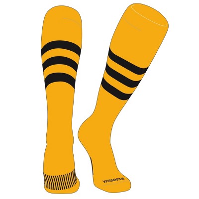 PEAR SOX Striped OTC Baseball, Softball, Football Socks (A) Gold, Black