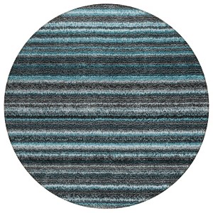 Teal Blue Sky Blue And Gray Striped Washable Indoor Outdoor Area Rug - 1 of 4