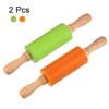 Unique Bargains Silicone Smooth Non-Stick Wooden Handle Kitchen Rolling Pin 2 Pcs - 3 of 4