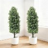 Set of 2 Faux Boxwood Plants 3Ft, Outdoor Boxwood Topiary with Ground Spikes, UV Resistant Artificial Shrubs, Fakeplants for Garden Patio Porch - 2 of 4