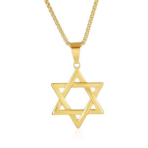 West Coast Jewelry Men's Large Star of David Polished Stainless Steel Necklace - 24" - 1 of 4