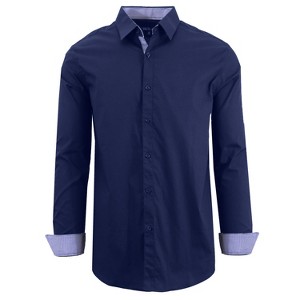 Galaxy By Harvic Men's Long Sleeve Slim-Fit Solid Dress Shirts - 1 of 4