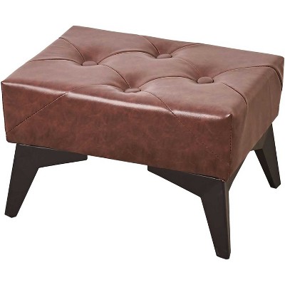 KTMBDW Small Footstool Ottoman, Leather Soft Footrest Ottoman with Iron Legs, Sofa Footrest Extra Seating for Living Room Entryway Bedroom