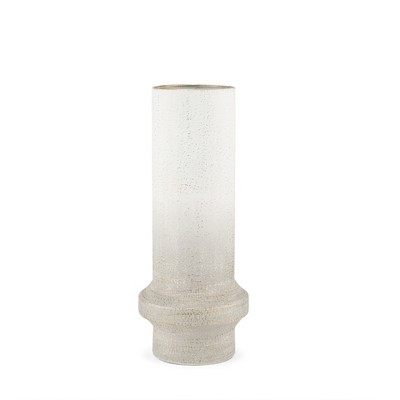 HomeRoots 16" Off White And Gold Metal Cylinder Table Vase