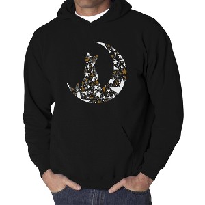 LA Pop Art Cat Sitting On Moon - Men's Word Art Hooded Sweatshirt - 1 of 4