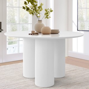 Athens 45'' Circular Table Top Architectural Design Rich Grain Manufactured Wood With 3 Legs Pedestal Round Dining Table-Maison Boucle - 1 of 4