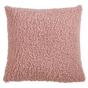 SARO Lifestyle 18" Faux Fur Pillow Poly Filled Pink: Contemporary Square Indoor Decor Zipper Closure - 1 of 3
