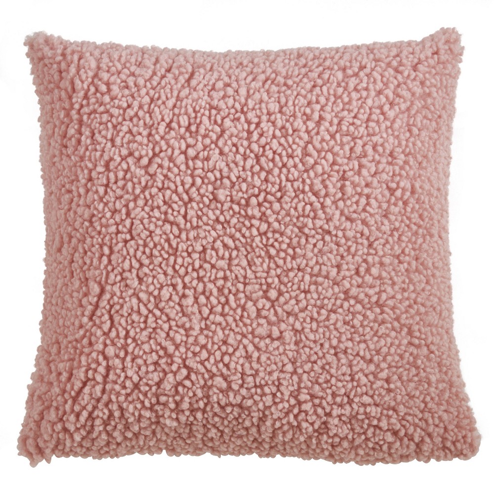 Photos - Pillowcase 18"x18" Faux Fur Square Pillow Cover Pink - Saro Lifestyle