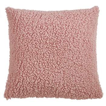 18"x18" Faux Fur Square Pillow Cover Pink - Saro Lifestyle