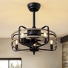 Ludomide 20 inch Industrial Black Caged Ceiling Fan with Lights and Remote Control, Vintage Farmhouse Bladeless Chandelier Ceiling Fan - 2 of 3