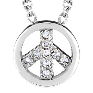 West Coast Jewelry Women's Cubic Zirconia Peace Stainless Steel Necklace - 16" - 1 of 3