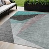 Teal Blue Aqua And Charcoal Abstract Washable Indoor Outdoor Area Rug - 2 of 4