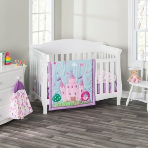 Everyday Kids 4-Piece Princess Crib Bedding Set for Girls – Includes Quilt, Fitted Sheet, Dust Ruffle & Diaper Stacker – Nursery Décor - 1 of 4