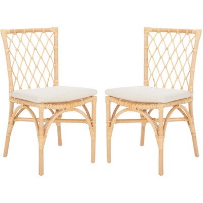 Austri Dining Chair W/ Cushion (Set of 2) - DCH6503 - White/Natural - Safavieh