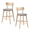 Resenkos Counter Bar Stools, Counter Stool,Wooden Bar Chairs Set of 2, Counter Height Stool with Backrest and Footrest,Oak Brown - 4 of 4