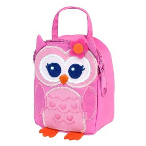 Sophia’s Owl Lunch Bag with Embroidered Details, Flower Hairclip Applique, Exposed Stitched Accents, & Zipper Closure for 18” Dolls, Pink - 1 of 1
