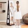 Tangkula 64" Jewelry Cabinet Armoire w/ 3-Color Lights Adjustable Shelves & Wheels - 3 of 4
