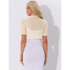 INSPIRE CHIC Women's Casual Short Sleeve Mesh Sheer Open Front Cropped Cardigan Shrug - 3 of 4