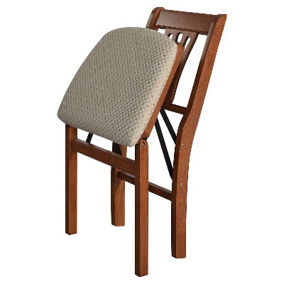 Stakmore Folding Chair with Blush Seat - Cherry (Set of 2) , Brown