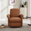 360° Faux Leather Swivel Accent Chair,Modern Armchair with Solid Wood Frame,Wooden Lounge Chair for Bedroom Reading-Cuddlewood - 3 of 4
