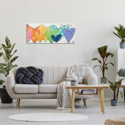 Patterned Hearts Multicolor Abstract Canvas Wall Art, 40" x 17"
