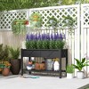 Outsunny Wooden Raised Planter Box, 47 x 22 x 31.5in Raised Flower Bed with Storage Shelf, Drainage Holes and Liner - 3 of 4