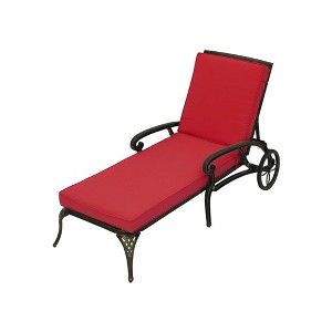 CLIHOME Cast Aluminum Outdoor Adjustable Chaise Lounge Lawn Chair with Removable Cushion - 1 of 4
